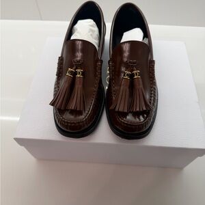 Dior Brown Tassel Leather Loafers